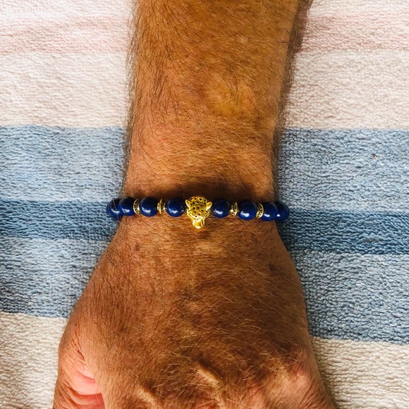 Men’s Lapis Lazuli Gold Spiritual Beads - Picture 4 of 8